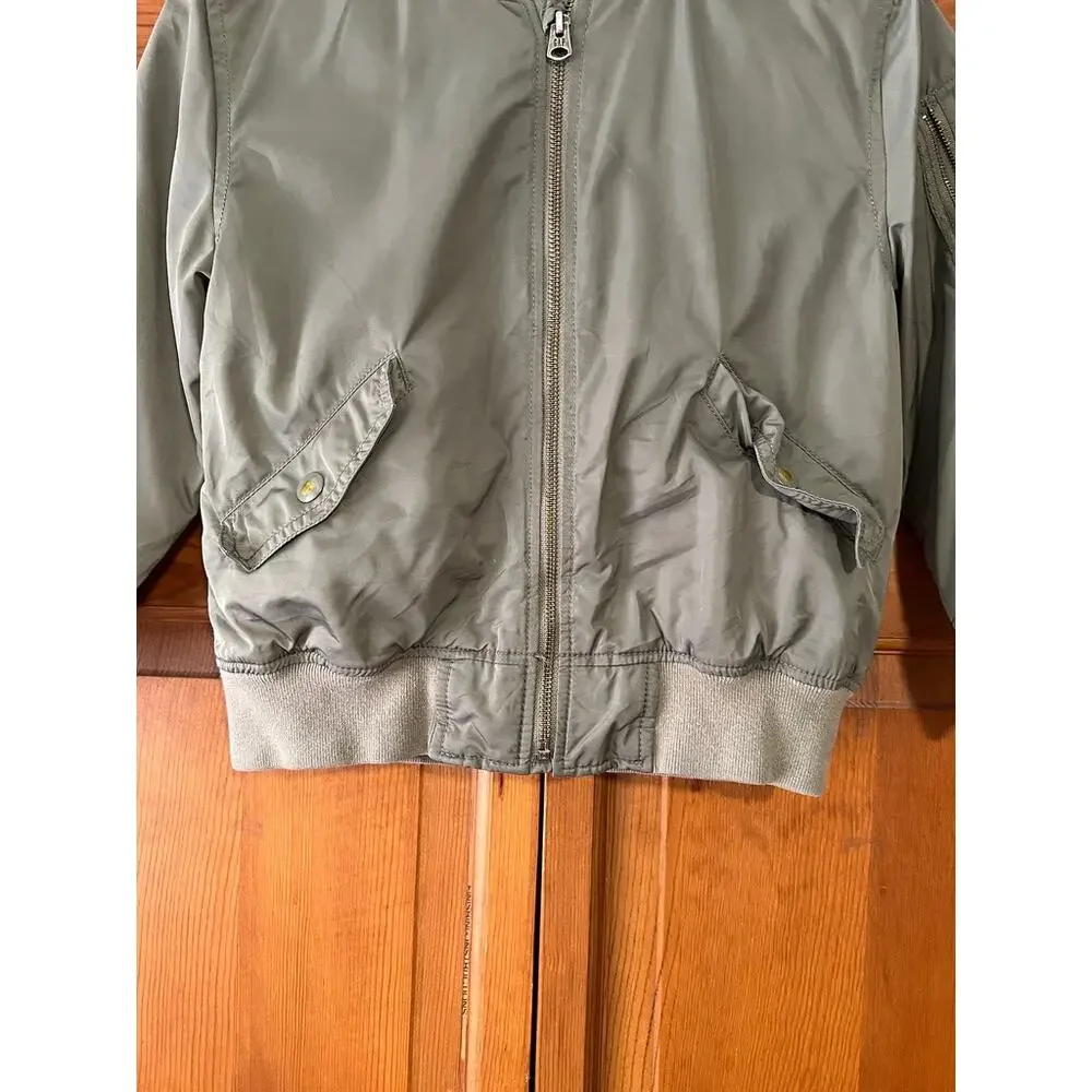 Gap Kids Bomber Jacket Boys Olive Green Utility Flight Jacket Size S 6-7